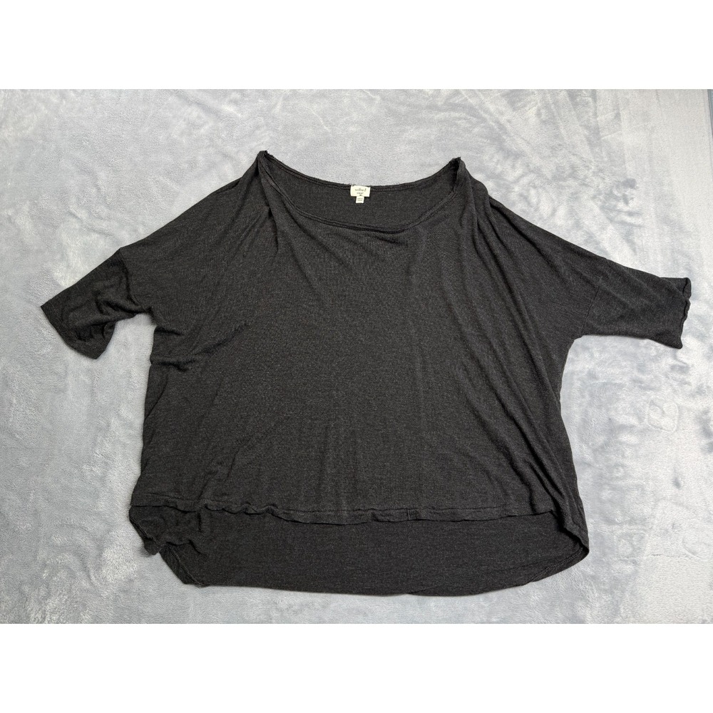 Wilfred Blouse Womens XS Charcoal Gray Viscose Round Neck Short Sleeve